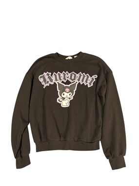 Sanrio Kuromi Sweatshirt H&M Black Graphic Crewneck Size 14Y / XS-S Goth Cute